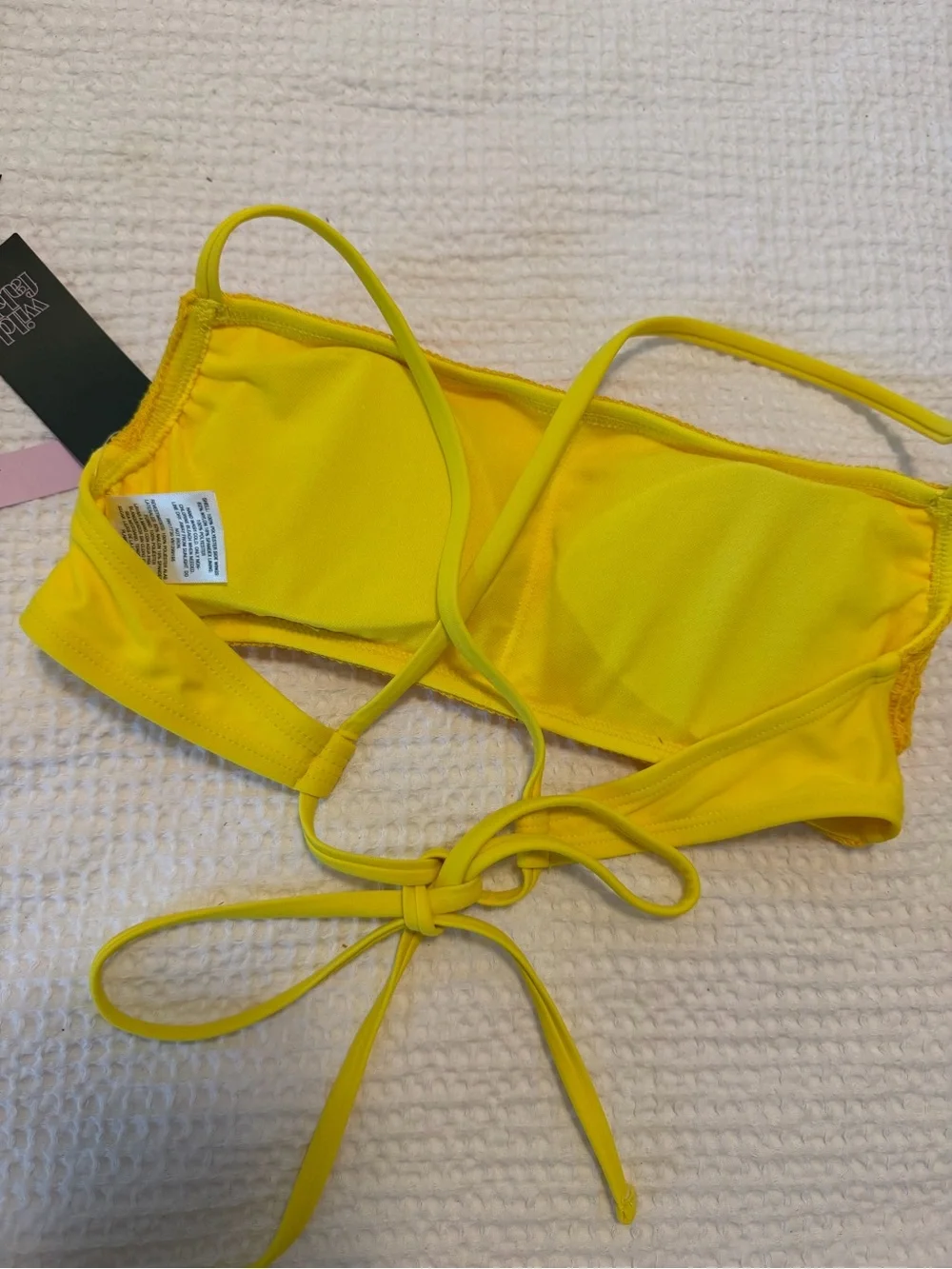 wild fable Yellow and Pink Smocked Bandeau Bikini